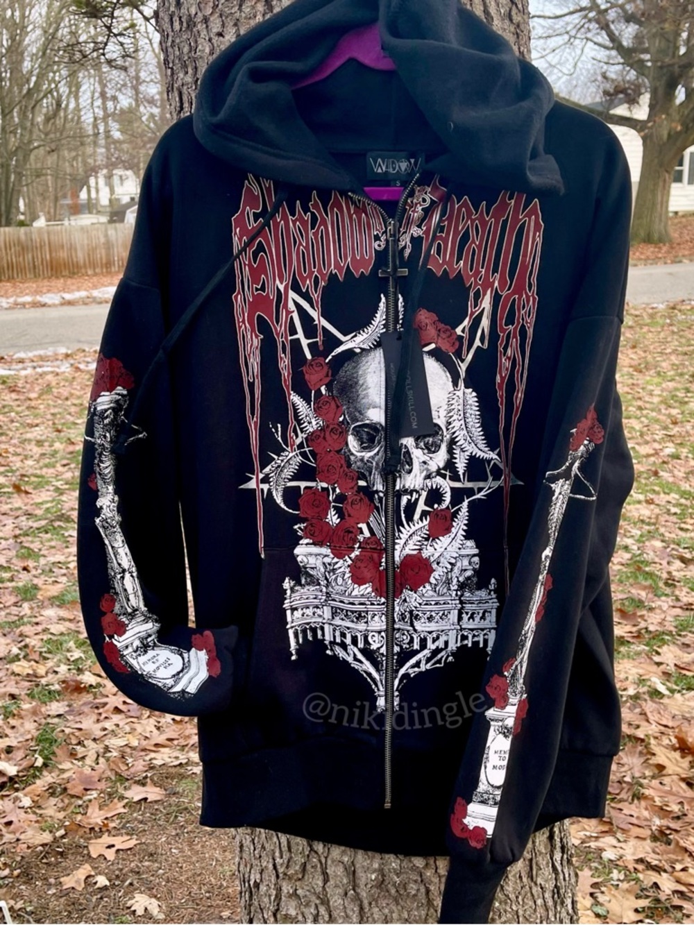 NEW Widow by Dolls Kill Shadow Of Death Hoodie Jacket Unisex Goth Punk Emo Small
